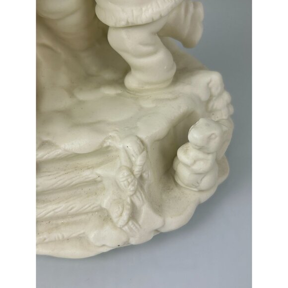 Vintage White Bisque Santa with Children Musical Figure Here Comes Santa Claus - Picture 2 of 12